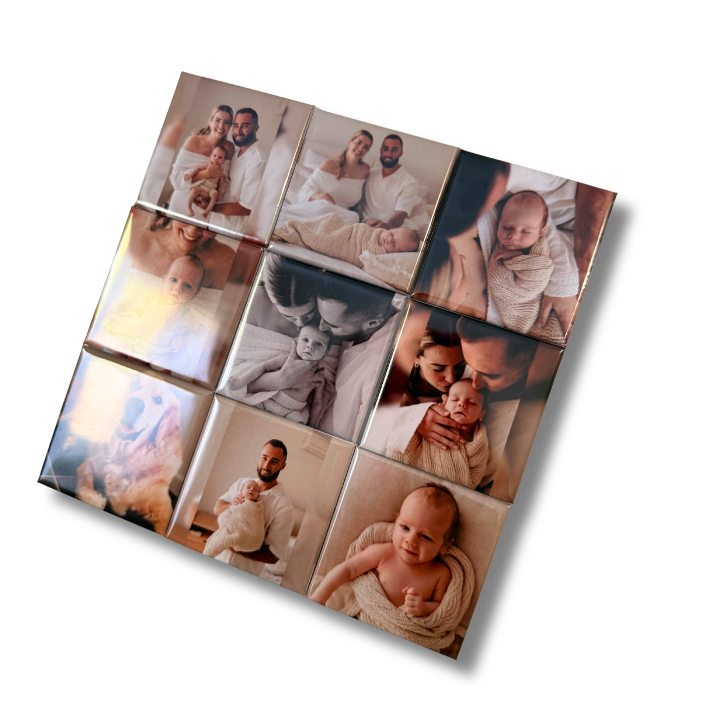 Best seller 2x2 custom photo magnet set from photo magnet studio. Personalised gifts with family photos, perfect for fridge decor. Handmade in Australia. 