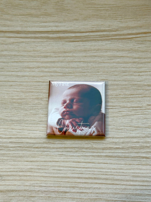 2"x 2" Baby’s First Christmas Photo Magnet