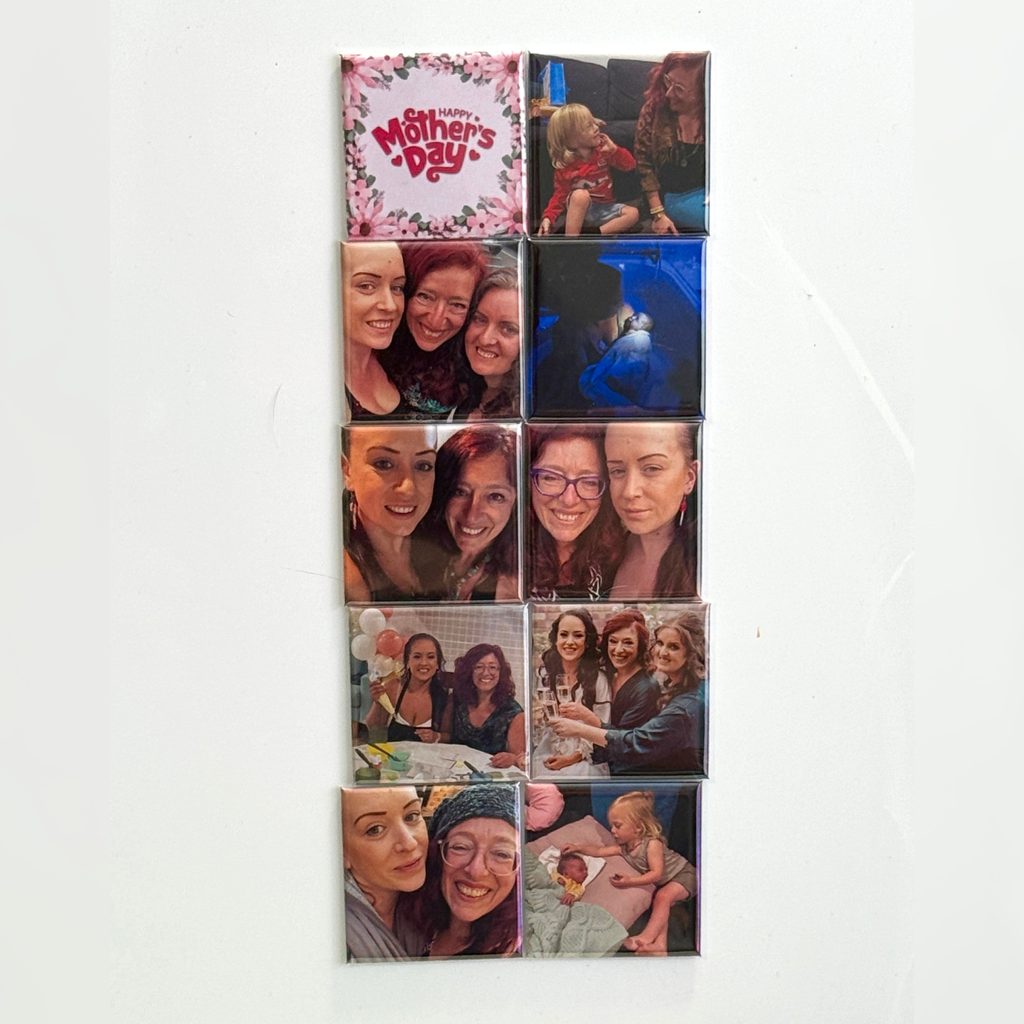 Set of 10 personalised Mother's Day photo magnets including Happy Mother's Day title magnet, unique gift Australia
