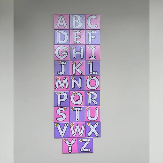 Alphabet tracing magnets A-Z handmade in Australia — educational kids learning fridge magnets, unique gift idea