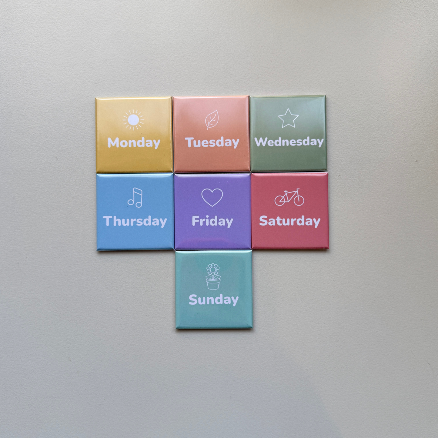 Days of the week magnets handmade in Australia — educational kids learning fridge magnets, unique gift idea