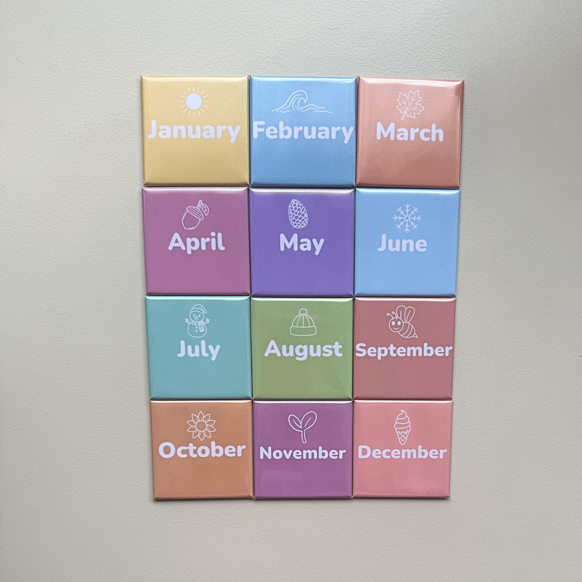 Months of the year magnets handmade in Australia — educational kids learning fridge magnets, unique gift idea